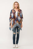 RAJ ISLA FAUX VELVET FLORAL FRINGE KIMONO BURGUNDY - quetzals