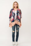 RAJ ISLA FAUX VELVET FLORAL FRINGE KIMONO MIDNIGHT BLUE - quetzals