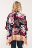 RAJ ISLA FAUX VELVET FLORAL FRINGE KIMONO MIDNIGHT BLUE - quetzals