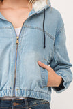 RAJ HARPER DENIM BOMBER JACKET FADED DENIM - quetzals