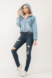 RAJ HARPER DENIM BOMBER JACKET FADED DENIM - quetzals