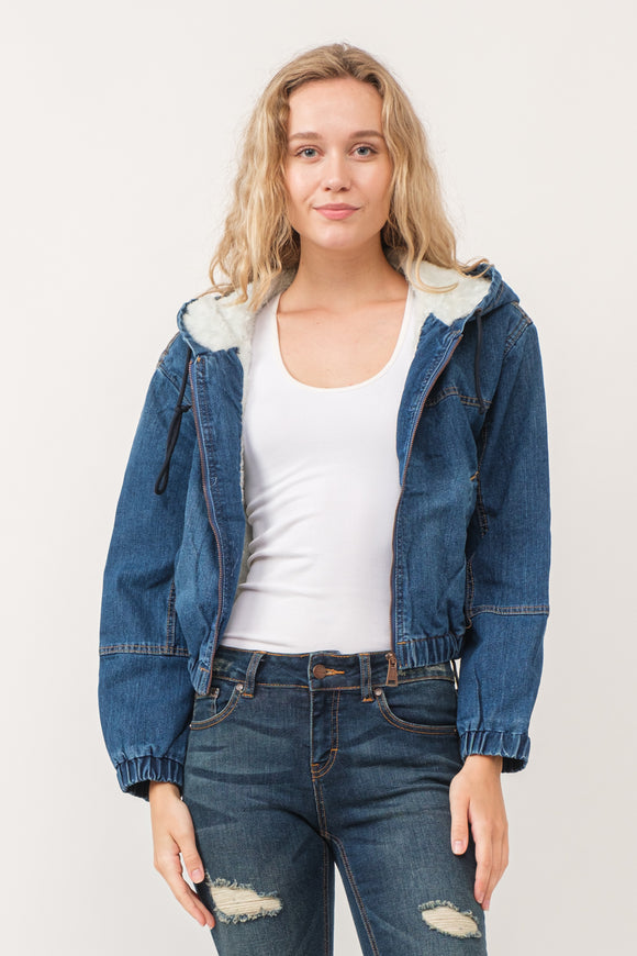 RAJ HARPER DENIM BOMBER JACKET INDIGO DENIM - quetzals