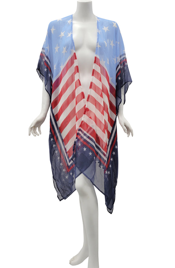 AMERICA 4th OF JULY AIRY KIMONO - quetzals