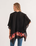 ARABELLA BLACK BORDER EMBROIDERED KIMONO - quetzals