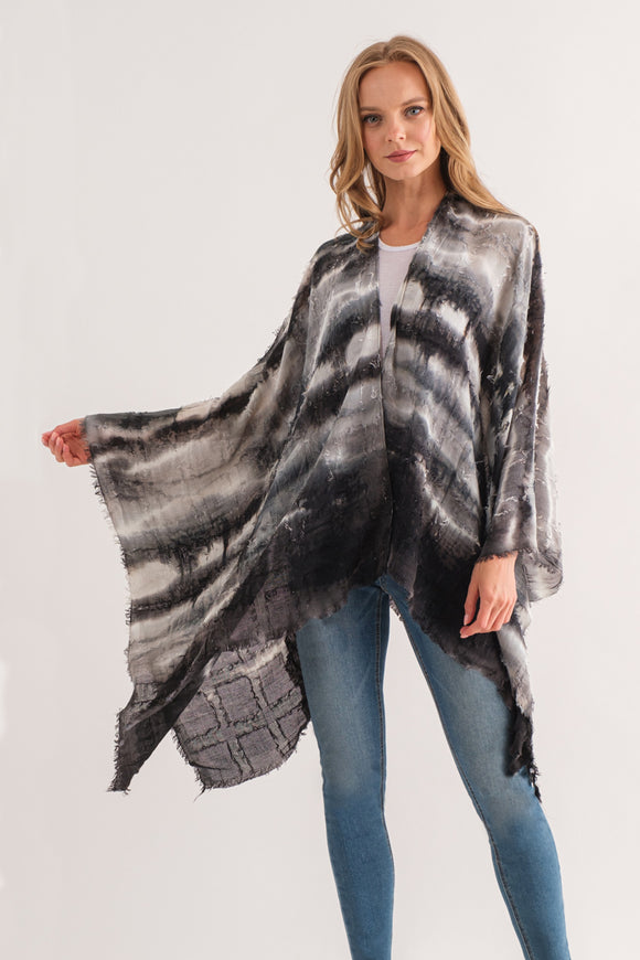 ARIANA CHARCOAL TIE DYE KIMONO - quetzals