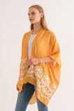 RAJ BLANCHE ORANGE PEEL BORDER EMBROIDERED KIMONO - quetzals