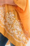 RAJ BLANCHE ORANGE PEEL BORDER EMBROIDERED KIMONO - quetzals