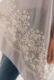 RAJ BLANCHE SMOKE BORDER EMBROIDERED KIMONO - quetzals