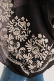 RAJ BLANCHE BLACK BORDER EMBROIDERED KIMONO - quetzals