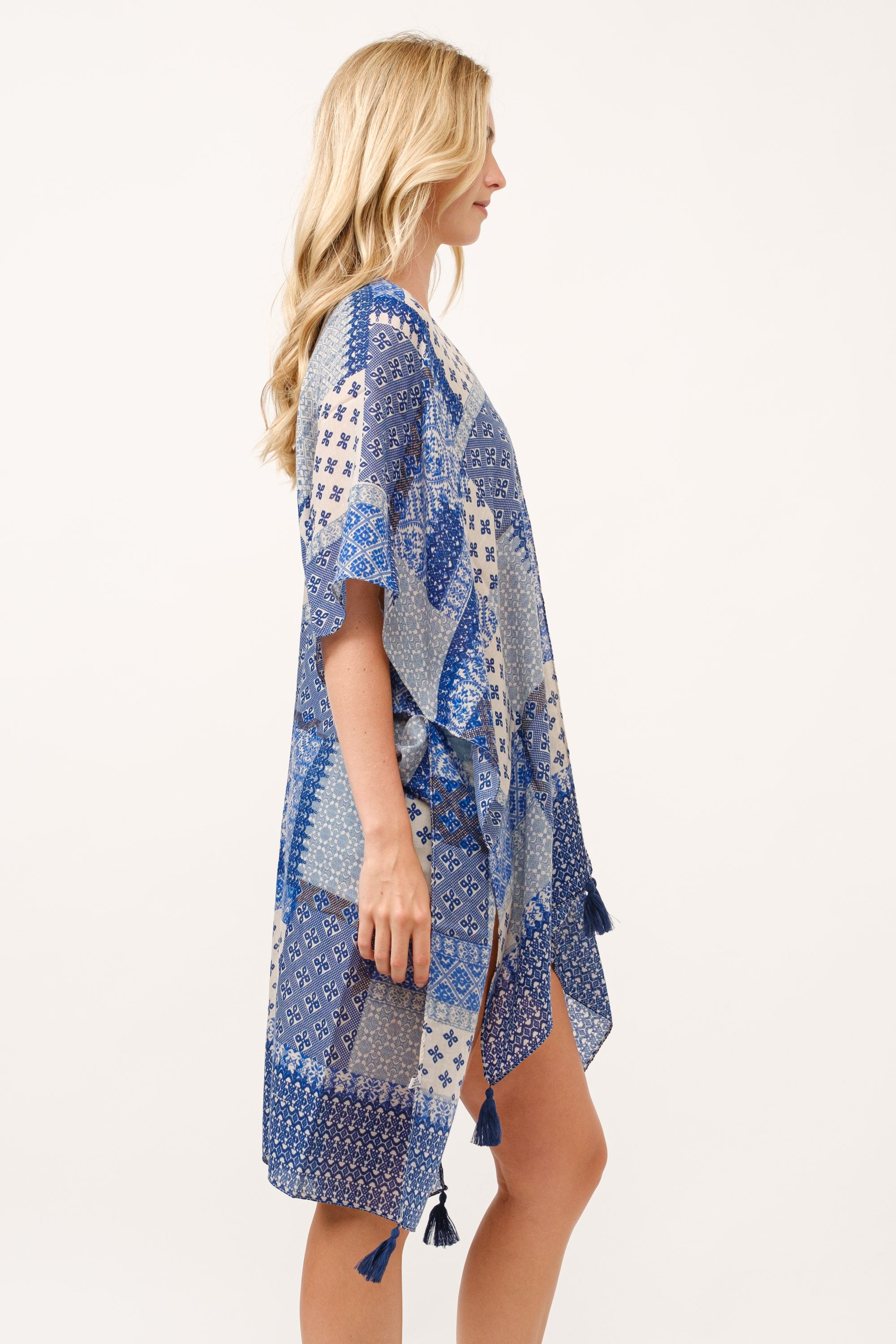 RAJ CARROL PATCHWORK PRINTED KIMONO