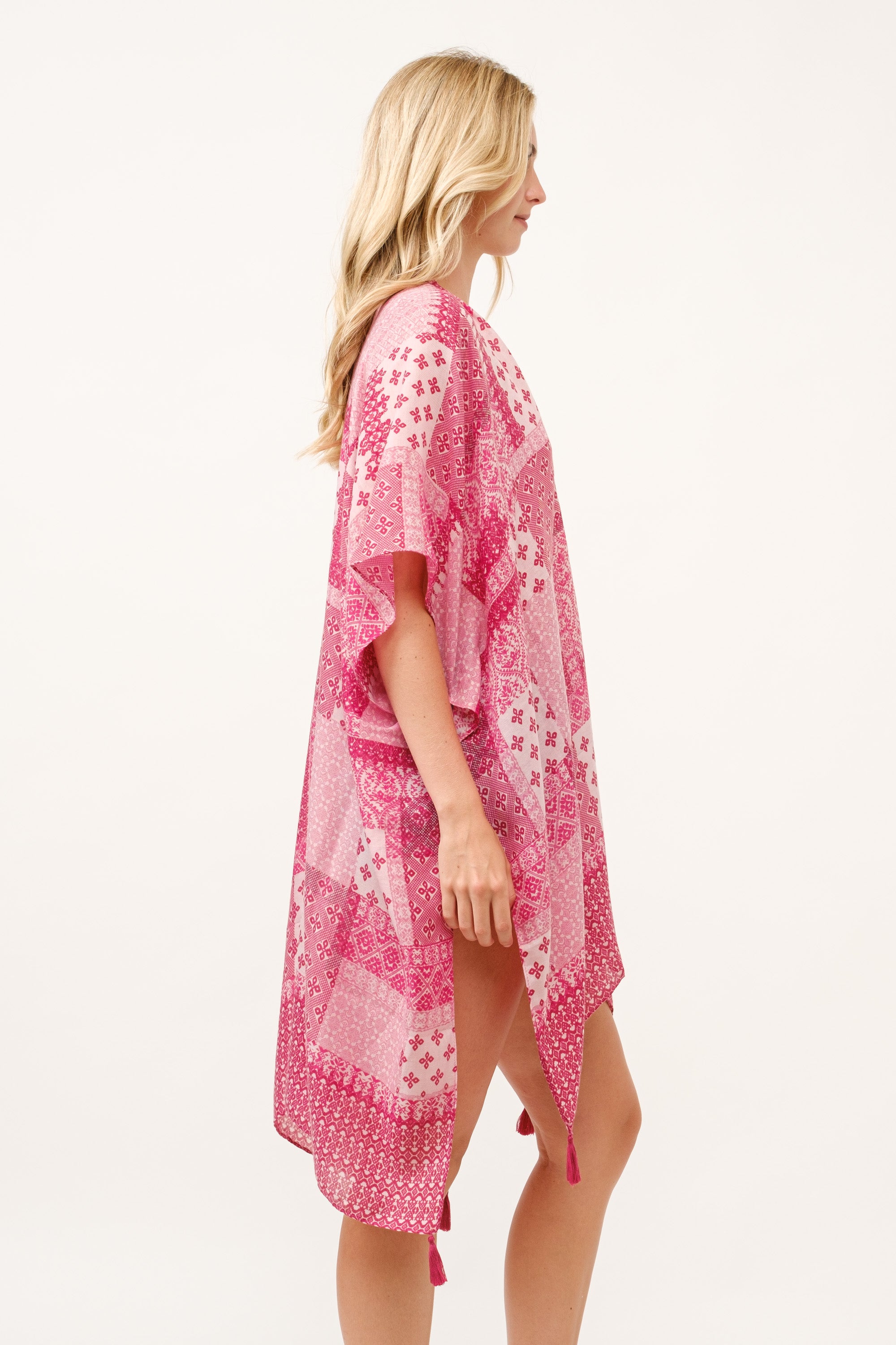 RAJ CARROL PATCHWORK PRINTED KIMONO