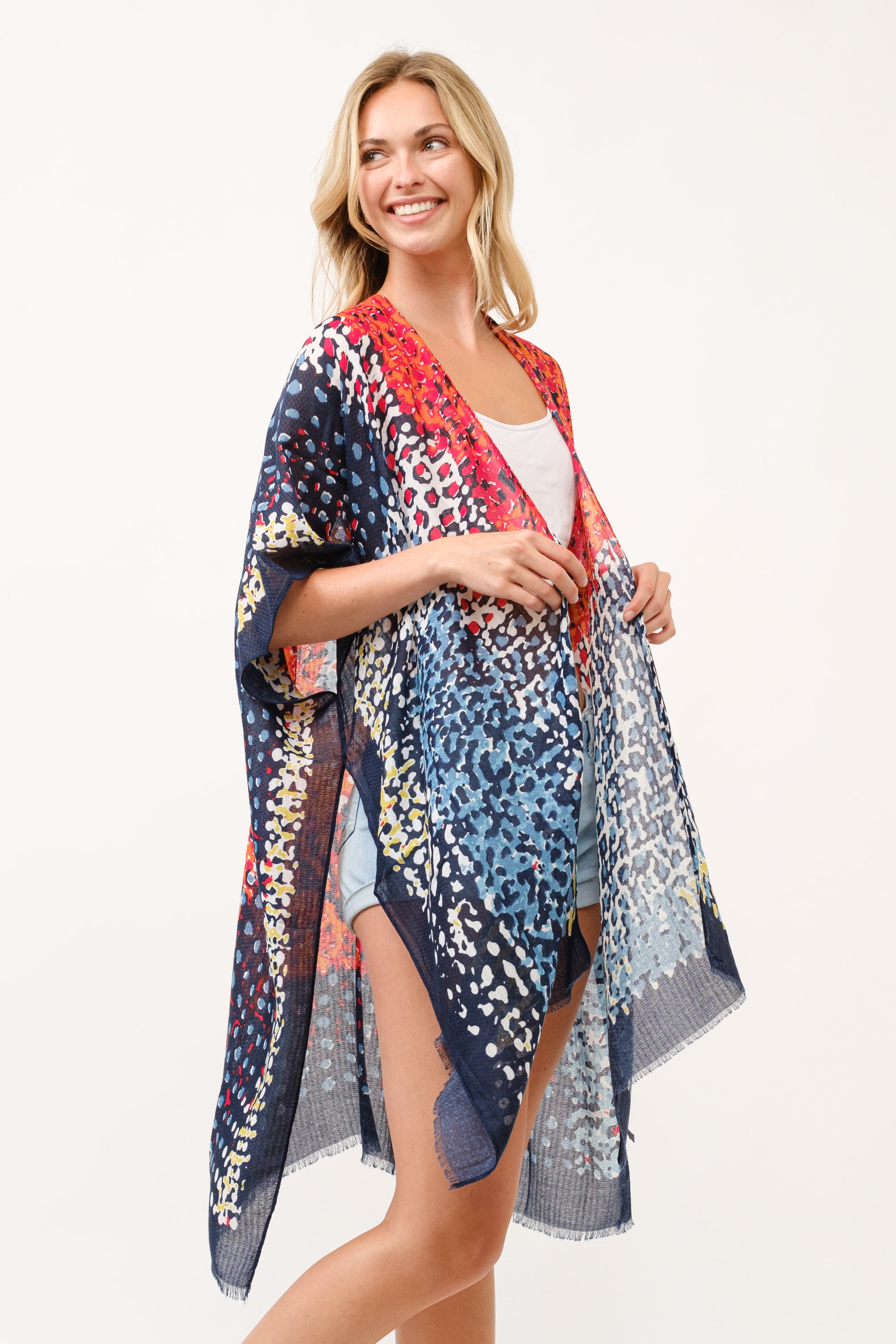 RAJ EMILY PATCHWORK PRINTED KIMONO DUSTER