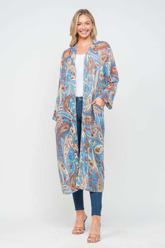 RAJ GEENA PRINTED KIMONO - quetzals