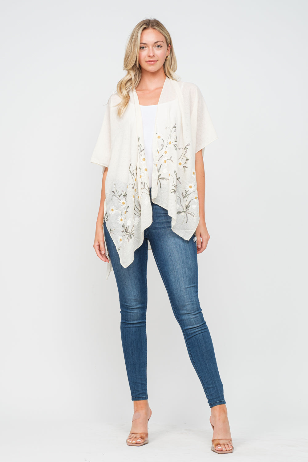 RAJ PAULINE IVORY FLORAL EMBROIDERED DUSTER KIMONO - quetzals