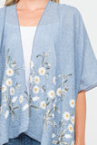 RAJ PAULINE POWDER BLUE FLORAL EMBROIDERED DUSTER KIMONO - quetzals