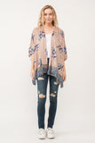 RAJ SOPHIA FAUX VELVET FLORAL FRINGE KIMONO OYSTER GRAY - quetzals