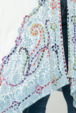 RAJ ALLISON WHITE BLUE EMBROIDERED KIMONO - quetzals