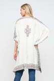 RAJ ALLISON WHITE CHARCOAL EMBROIDERED KIMONO - quetzals