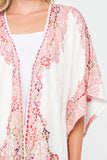 RAJ ALLISON WHITE PINK EMBROIDERED KIMONO - quetzals