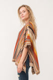 RAJ CORA STRIPED PONCHO RUANA DESERT SAND - quetzals