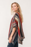 RAJ CORA STRIPED PONCHO RUANA CLASSIC GRAY - quetzals