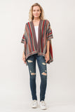 RAJ CORA STRIPED PONCHO RUANA CLASSIC GRAY - quetzals