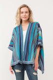 RAJ CORA STRIPED PONCHO RUANA TUQUOISE - quetzals