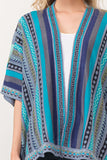 RAJ CORA STRIPED PONCHO RUANA TUQUOISE - quetzals