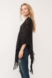 RAJ DREW CUT KNIT PONCHO CAPE BLACK - quetzals