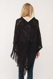 RAJ DREW CUT KNIT PONCHO CAPE BLACK - quetzals