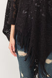 RAJ DREW CUT KNIT PONCHO CAPE BLACK - quetzals