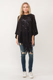 RAJ DREW CUT KNIT PONCHO CAPE BLACK - quetzals