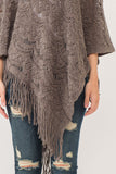 RAJ DREW CUT KNIT PONCHO CAPE TAUPE GRAY - quetzals