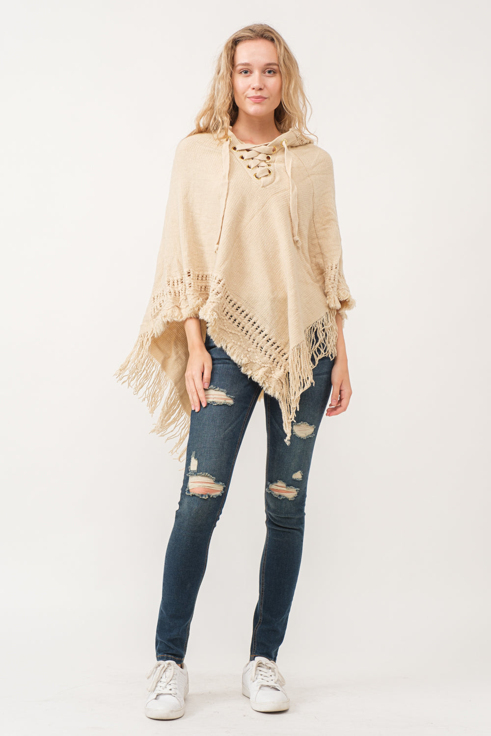 RAJ DYAN HOODED PONCHO CAPE ECRU - quetzals