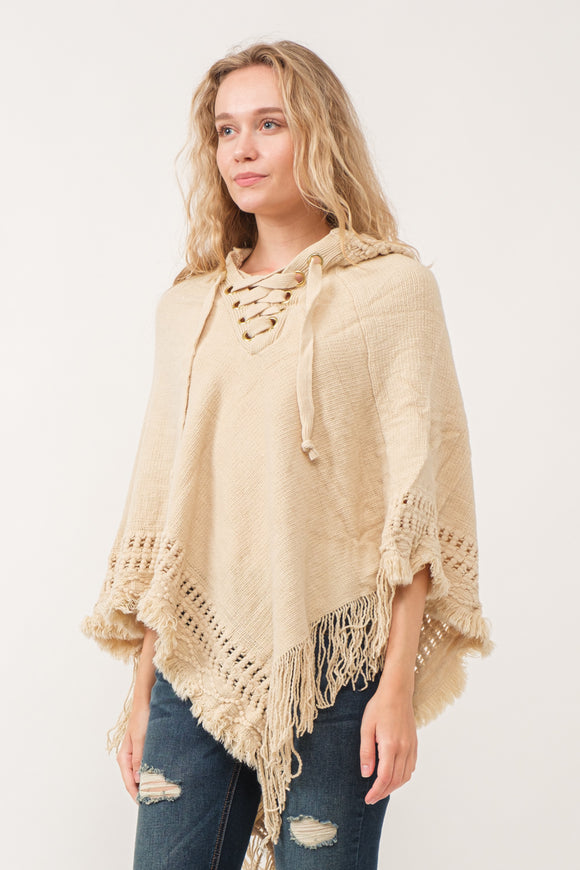 RAJ DYAN HOODED PONCHO CAPE ECRU - quetzals