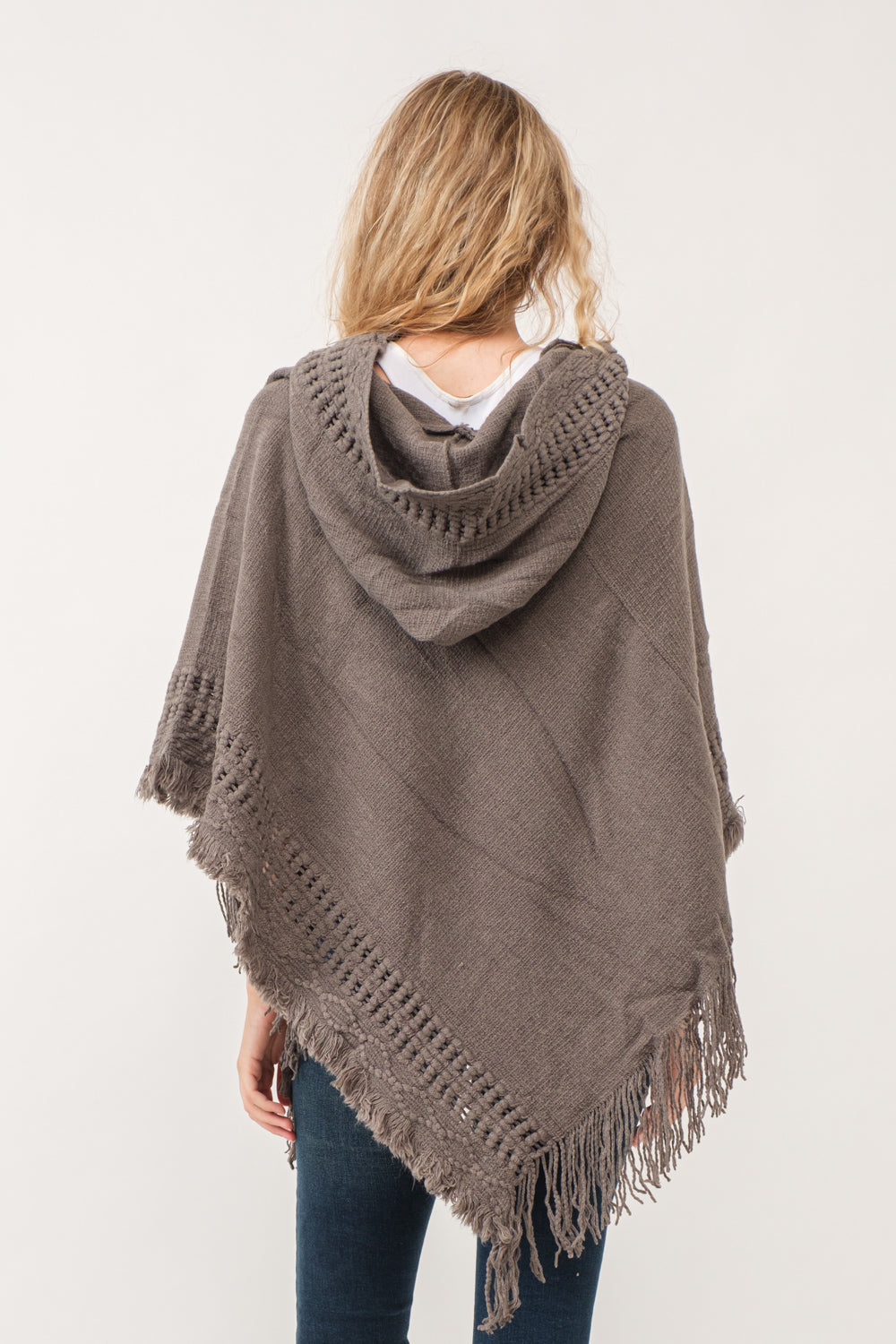 RAJ DYAN HOODED PONCHO CAPE DEEP GRAY - quetzals