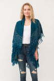 RAJ MAE SPOTTED LEO BORDER PONCHO DEEP TEAL - quetzals