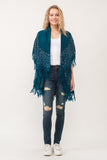 RAJ MAE SPOTTED LEO BORDER PONCHO DEEP TEAL - quetzals