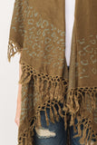 RAJ MAE SPOTTED LEO BORDER PONCHO OLIVE - quetzals