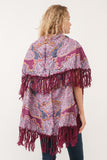 RAJ REGINA THICK STITCH EMBROIDERED PONCHO RASPBERRY - quetzals