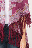 RAJ REGINA THICK STITCH EMBROIDERED PONCHO RASPBERRY - quetzals