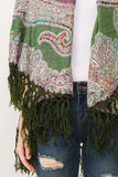 RAJ REGINA THICK STITCH EMBROIDERED PONCHO GREEN - quetzals