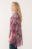 RAJ REGINA THICK STITCH EMBROIDERED PONCHO MULBERRY - quetzals