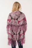 RAJ REGINA THICK STITCH EMBROIDERED PONCHO MULBERRY - quetzals