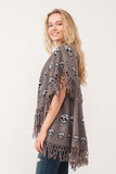 RAJ SABLE SKULL TASSEL BORDER PONCHO - quetzals