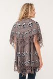 RAJ SABLE SKULL TASSEL BORDER PONCHO - quetzals