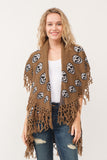 RAJ SABLE SKULL TASSEL BORDER PONCHO - quetzals