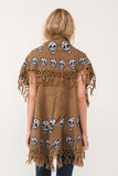 RAJ SABLE SKULL TASSEL BORDER PONCHO - quetzals