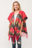 RAJ WHITNEY CHEVRON OPEN-FRONT PONCHO RUANA - quetzals