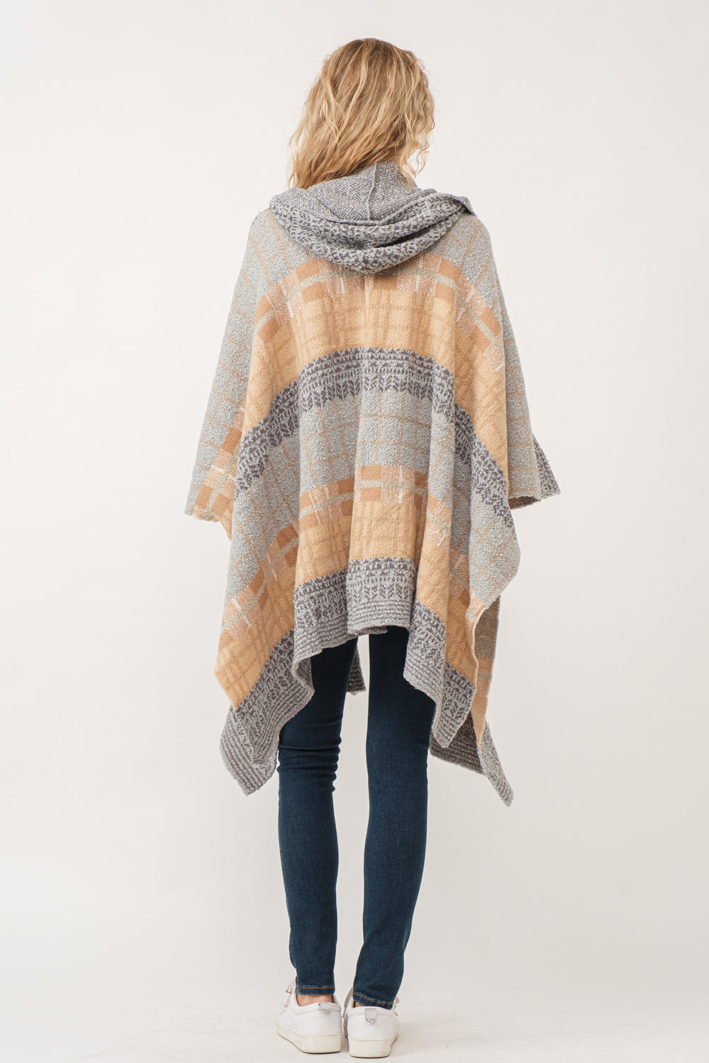 RAJ CARRIE HOODED PONCHO RUANA ASH - quetzals